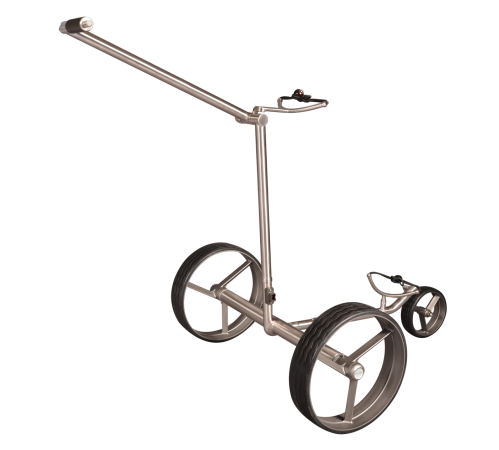Lithium Elektro Golf Trolley Kolibri® K1, Rahmen nachpolierbar, schnell-zerlegbar/-klappbar, mit Bergabfahrbremse, Fernbedienung als Option
